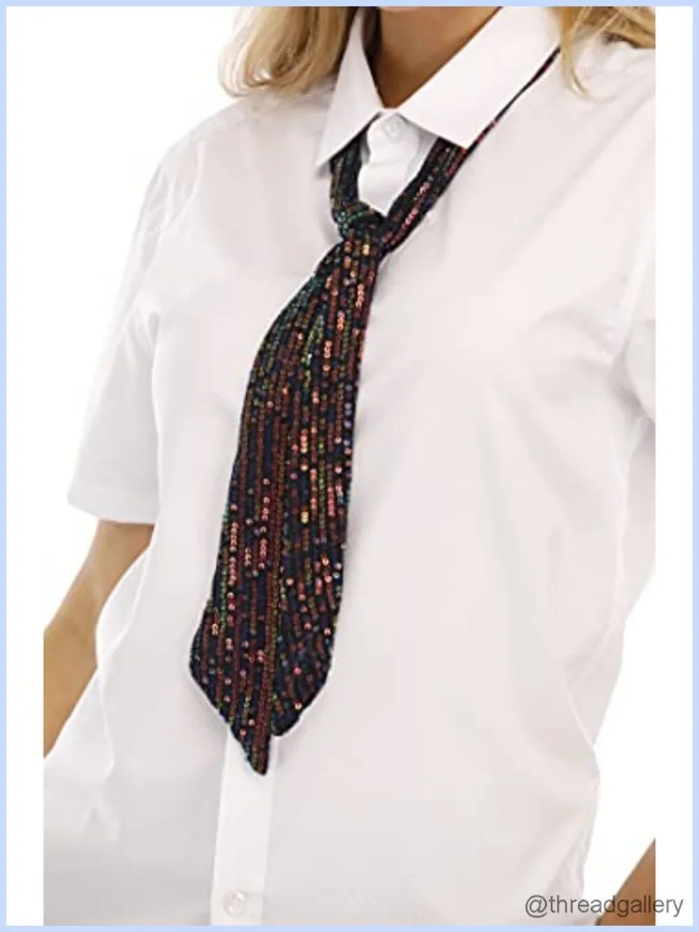 Sparkly Sequin Skinny Scarf Neck Tie Belt Versatile Sash